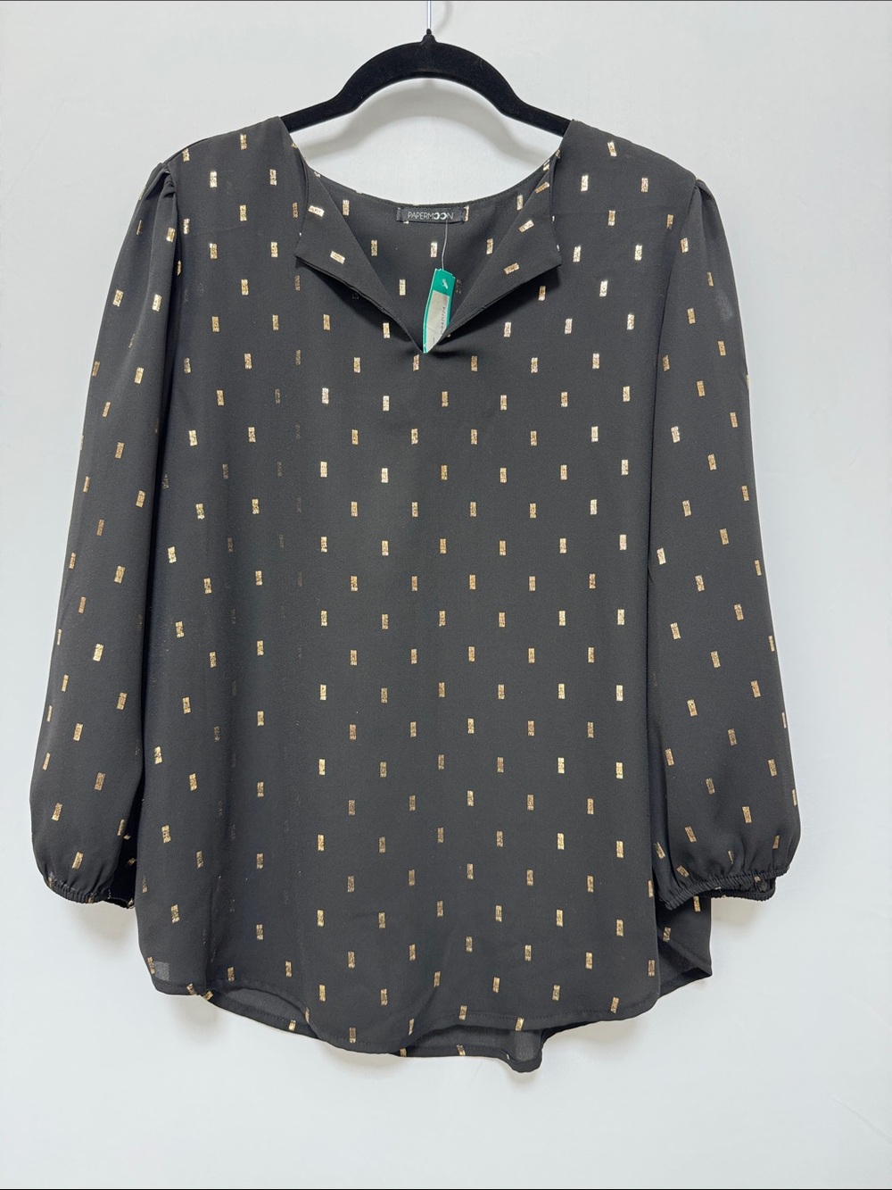 Papermoon Zaylee Black and Gold Foil Print Blouse